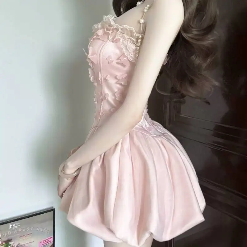 Tüp Üst Doğum Günü Elbisesi Pembe Bar Mitzvah Elbisesi Beli Kabarık Tomurcuk Elbise Küçük Düğün Butik Elbisesi Genç Kız Parti Kostümü