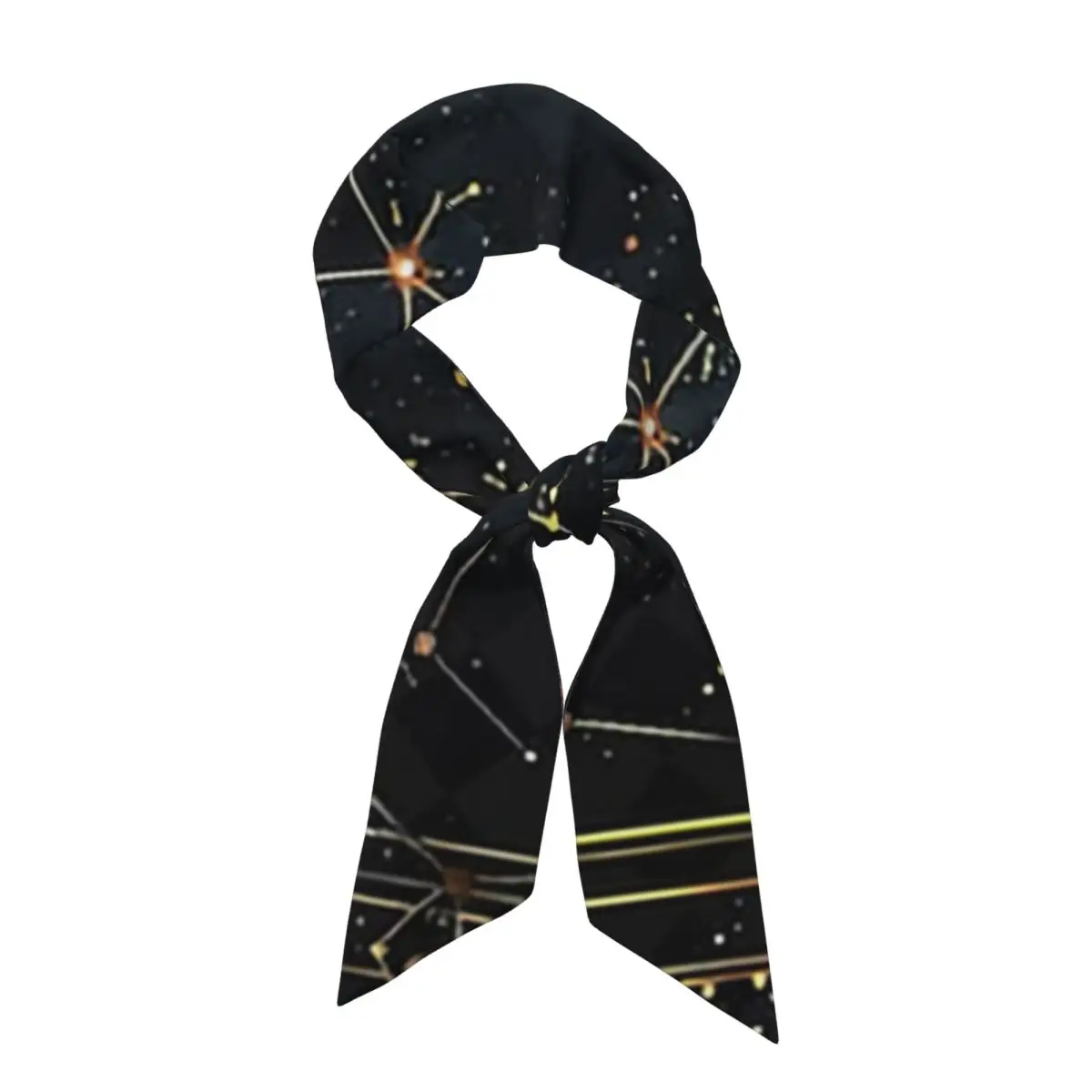Golden Celestial Stars Zodiac Constellations 8 Women Long Narrow Scarf Soft Skinny Scarf Multi-use Neck Head Wrap for