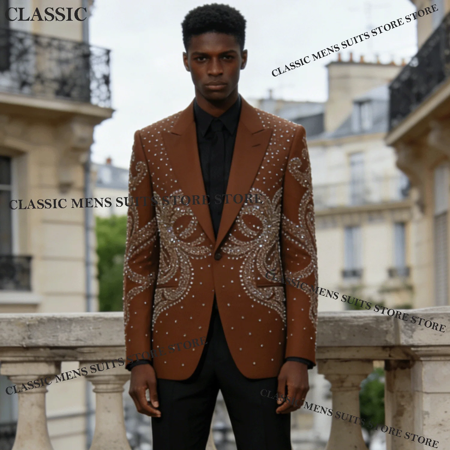 

Индивидуальный дизайн для свадебной вечеринки, драгоценные камни, кристаллы, бриллианты, мужские изысканные костюмы, комплект из 2 предметов, мужские пиджаки для жениха, тонкие смокинги, Ropa hombre