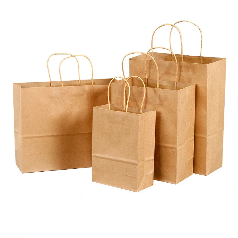 10/50Pcs Kraft Bag Paper Gift Bags , Reusable Grocery Shopping Bags for Packaging Craft Gifts Wedding Business Retail Party Bags