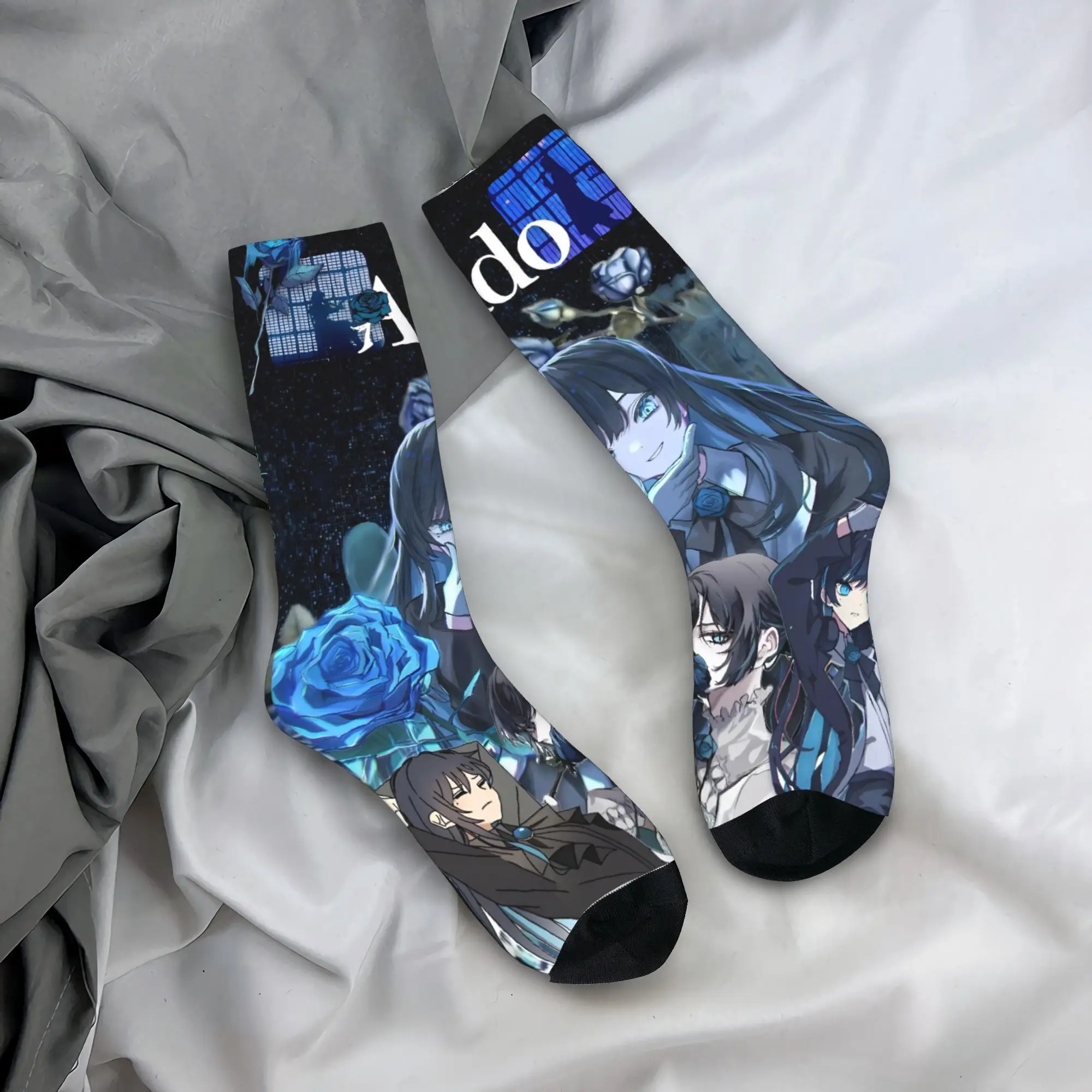 

Носки Ado WORLD TOUR 2025 Hibana, чулки на заказ, нескользящие носки для взрослых и мужчин, мягкие весенние велосипедные носки в стиле ретро