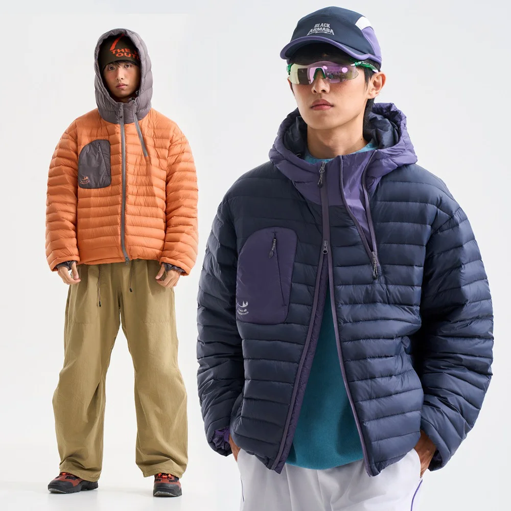 

Winter Outdoor Functional Hooded Down Jacket Men Women Loose Warm Techwear Track Duck Down Jacket Unisex Coat Outerwear