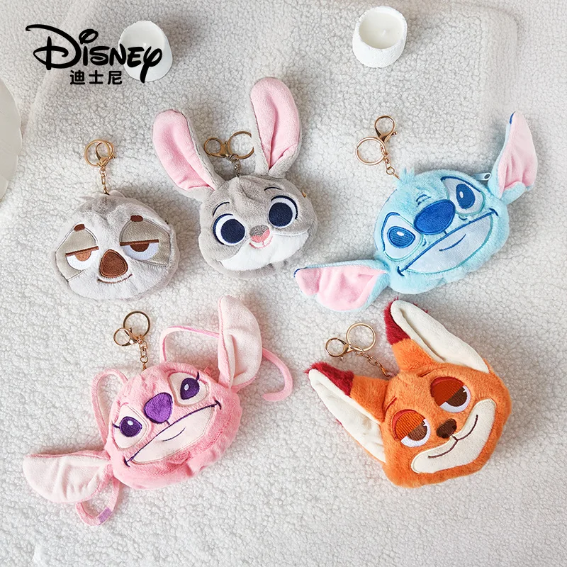 Disney Judynick Loves Plush Coin Wallet Pendant Strawberry Bear Mini Coin Wallet Keychain Hanging Jewelry Best Gift for Girls