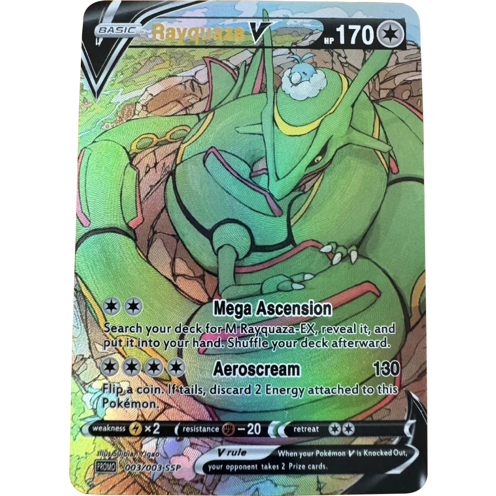 3 pièces/ensemble bricolage carte de Collection Pokemon auto-fait PTCG Rayquaza Groudon Kyogre Version anglaise trois bêtes divines couleur carte Flash