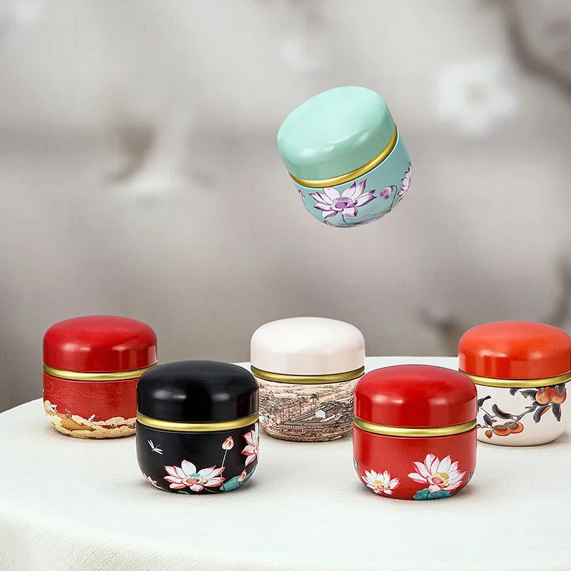 Boîtes vides en fer blanc, conteneurs de stockage chinois sucrés, boîtes rechargeables avec couvercle pour bougies de thé en vrac, stockage d'artisanat