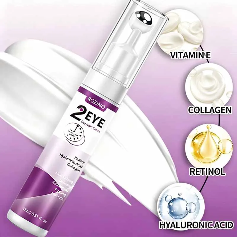 1Pcs/2Pcs/3Pcs 2-Minute Powerful Day and Night Rolling Eye Cream, Day Cream and Night Cream Two-In-One, Comfortably Nourishes the Eye Area, 360 ° All-Over Application, Moisturizing Ingredients, Creamy Texture, Easy to Absorb, Non-Greasy, Instantly Hydrating, Lubricates the Skin, 72-Hour Long-Lasting Hydration, Suitable for Dry, Rough Skin, Makes Skin Look More Elegant, Skin Care Product, Unisex.