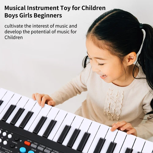 Imagen 2 del producto BIGFUN 37 teclas USB órgano electrónico niños Piano eléctrico con micrófono música Digital negra teclado electrónico estéreo incorporado