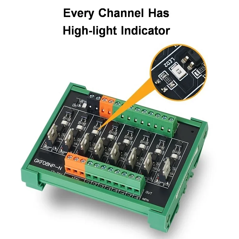 2/4/6/8/12/16 Channels PLC Amplifier Board Optocoupler12-24V Din Rail Install NPN PNP Output 5A For