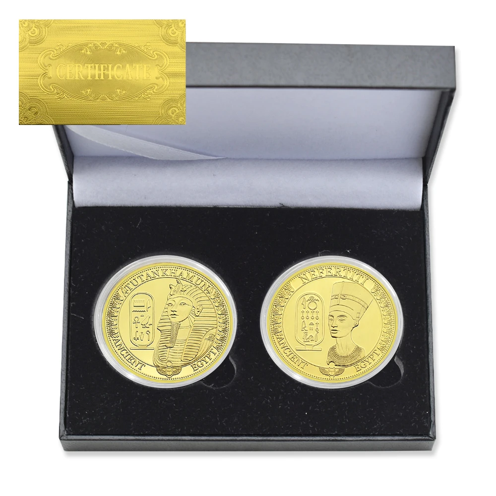 

2 Pc/box Ancient Egyptian Goddess Isis Commemorative Coin The Queen of The Pharaoh of Egypt Nefertiti Challenge Coin Gift