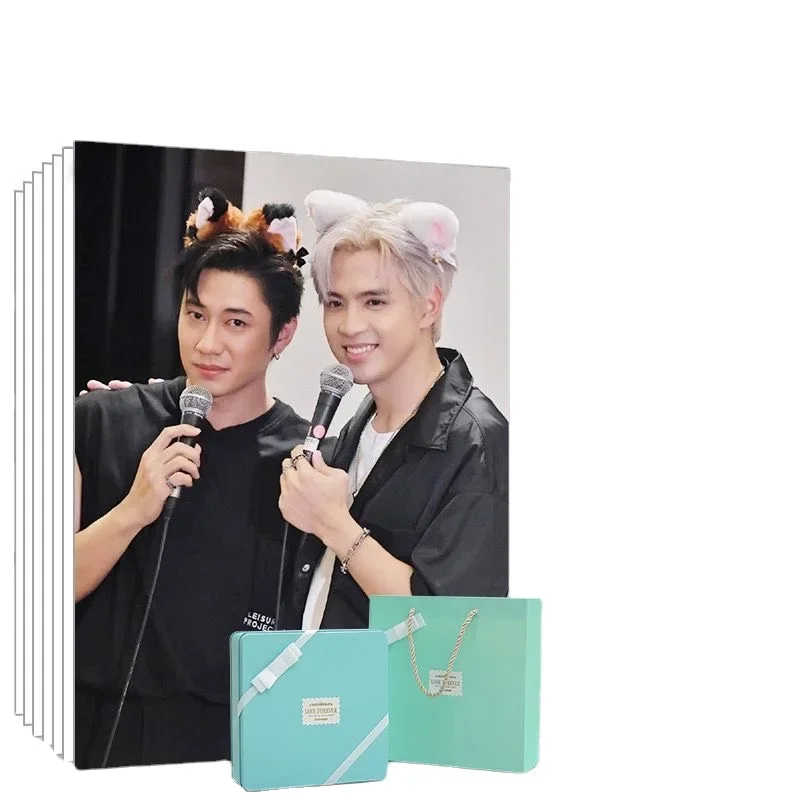 Póster HD JamFilm + calendario + marcapáginas + pegatina de tarjeta + insignia + juego de papelería de tarjetas, película de TV tailandesa, fotos de Thanpat, paquete de regalo de caja de lata