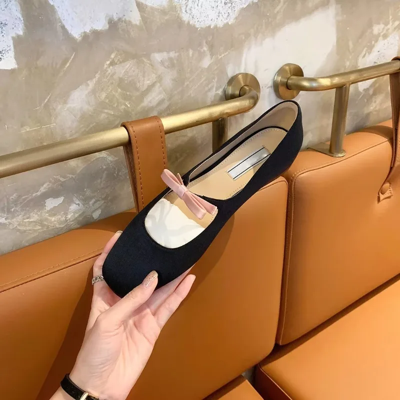 

Балетки на плоской подошве для женщин, весенне-осенняя женская обувь, новые женские туфли на плоской подошве с французским бантом, роскошные лоферы на плоской подошве
