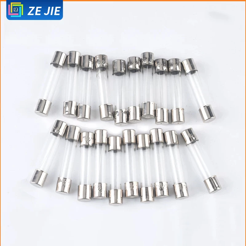 20Pcs Glass Fuse Tube 6x30mm 250V, 0.5A/1A/2A/3A/4A/5A/10A, Bag Packed