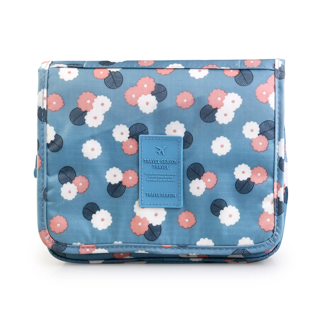 

Sky Blue Waterproof Nylon Wash Bag 240*195Mm Multi Compartment Toiletry Organizer Travel Pouch Zipper Hook Strap Fast