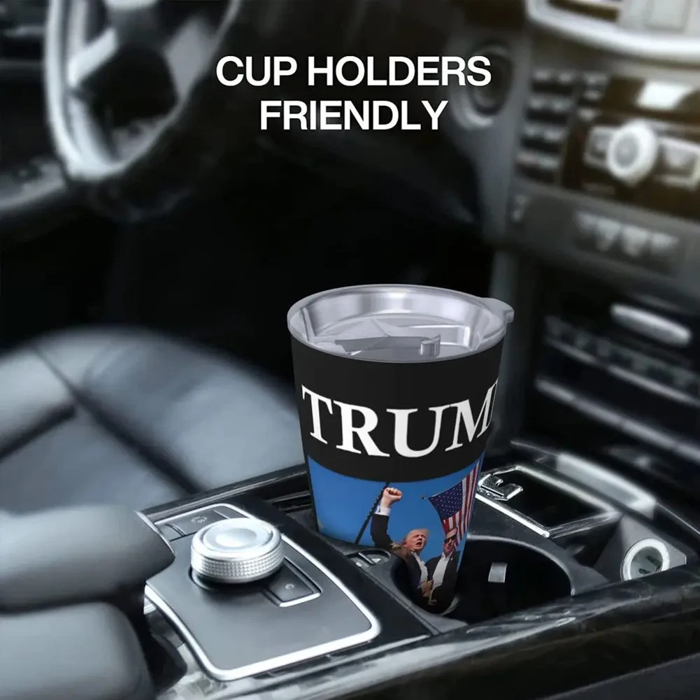 Trump Fighter Vacuum Insulated Tumbler Stainless Steel Never Stop Fighting Trump 2024 Mug Cold Hot Coffee Cup for Travel