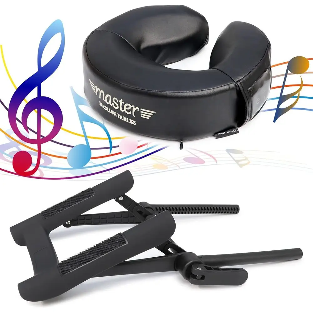 

Bluetooth Ergonomic Massage Pillow with High-Fidelity Sound and Face Cradle for Massage Tables - Black Deluxe Model