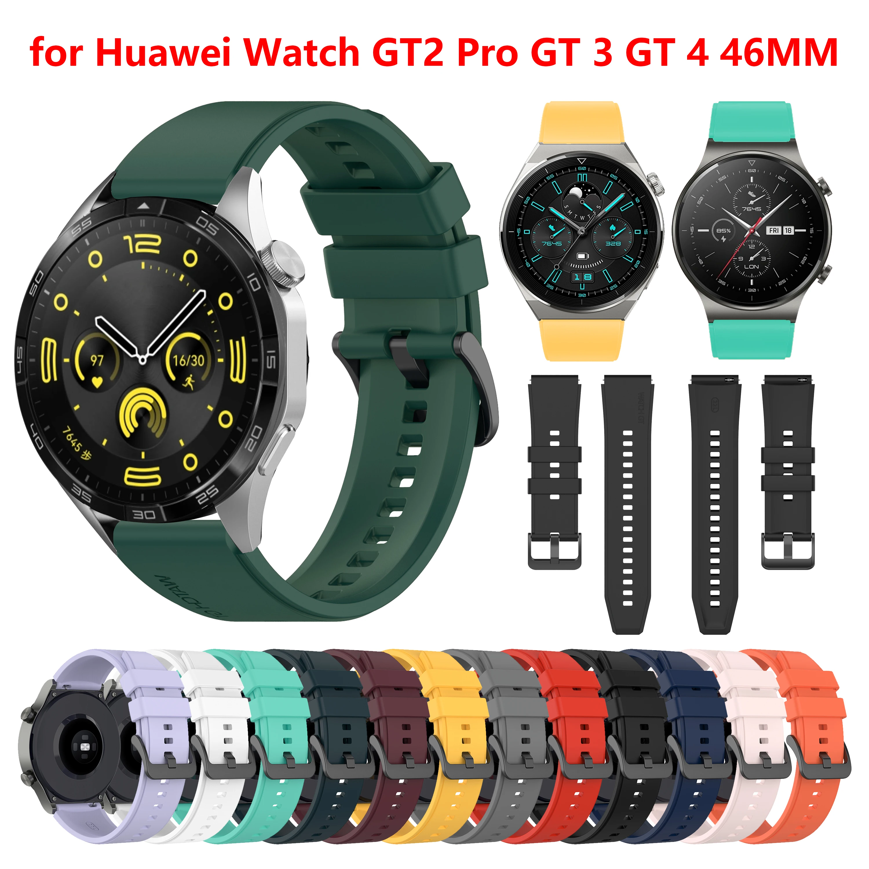 

22mm Watch Strap Bracelet for HUAWEI WATCH GT 4 46MM GT2 Pro GT Runner 46MM Silicone Smart Watch band for Huawei GT3 Pro SE 46MM