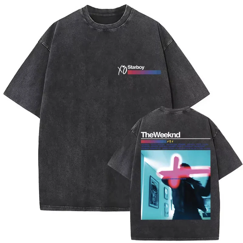 The Weeknd XO Tour 2025 تي شيرت عتيق مغسول للرجال والنساء موسيقى البوب تي شيرتات قصيرة الأكمام ملابس الراب الهيب هوب القوطية تي شيرت