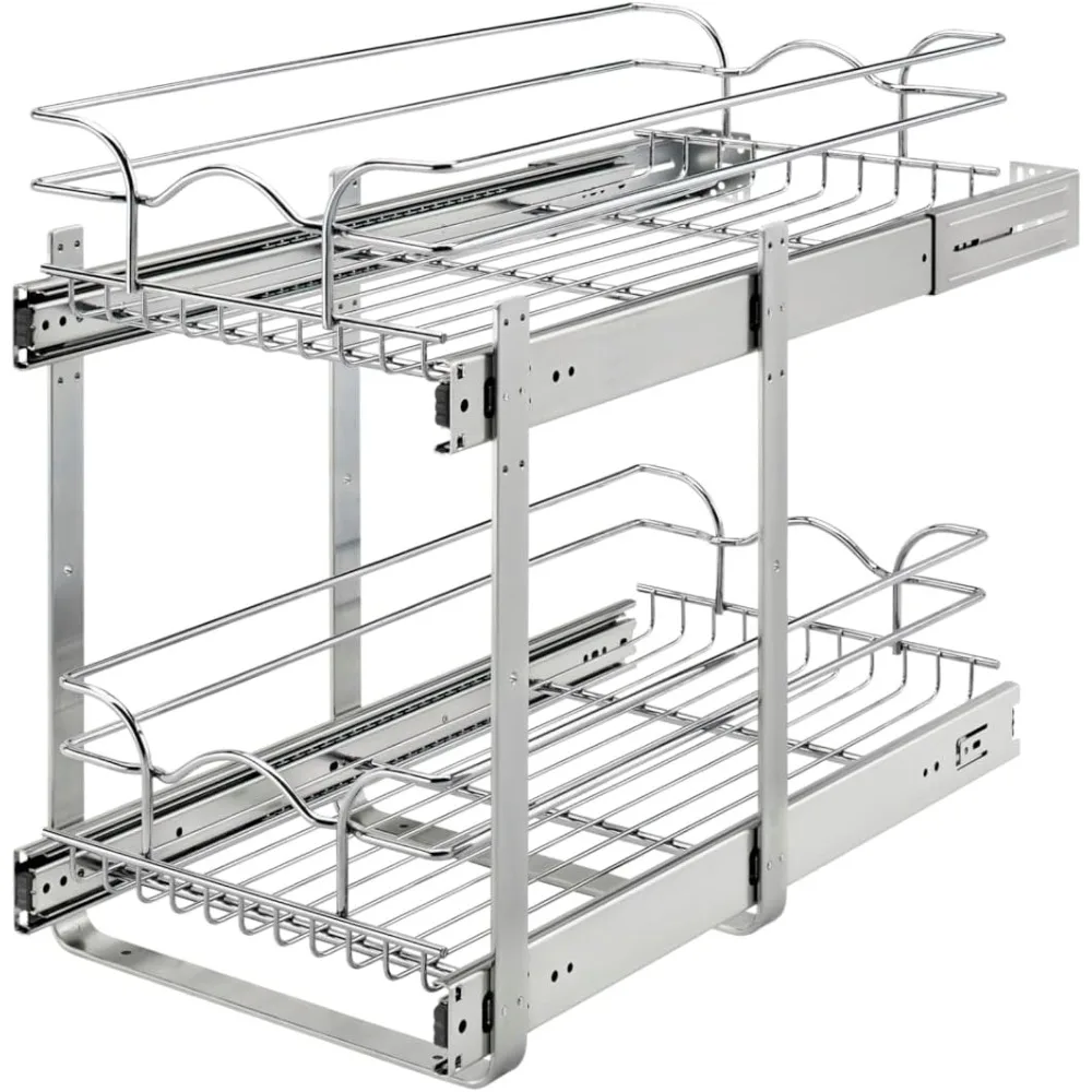 

Rev-A-Shelf 2-Tier Kitchen Cabinet Pullout Shelf and Drawer Organizer Slide Out Pantry Storage Basket in Multiple Sizes, 12 x 22