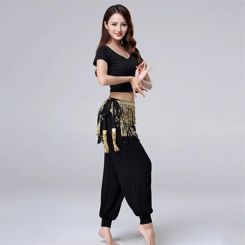 Dance Hip Skirt Sequins Fringe Skirt Tassel Lady Women Belly Dance Hip Scarf Accessories Rave Skirt For Women  Adult Dance Wear