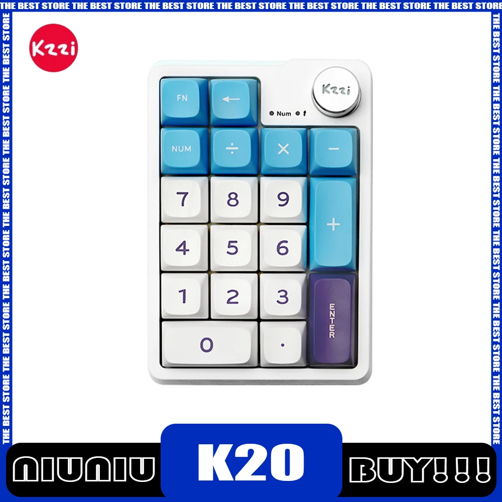 Kzzi K20 Wireless Number Keyboard Three Mode Multifunctional Knob RGB Hot Swap Mini Mechanical Keyboard Pc Gamer Accessories