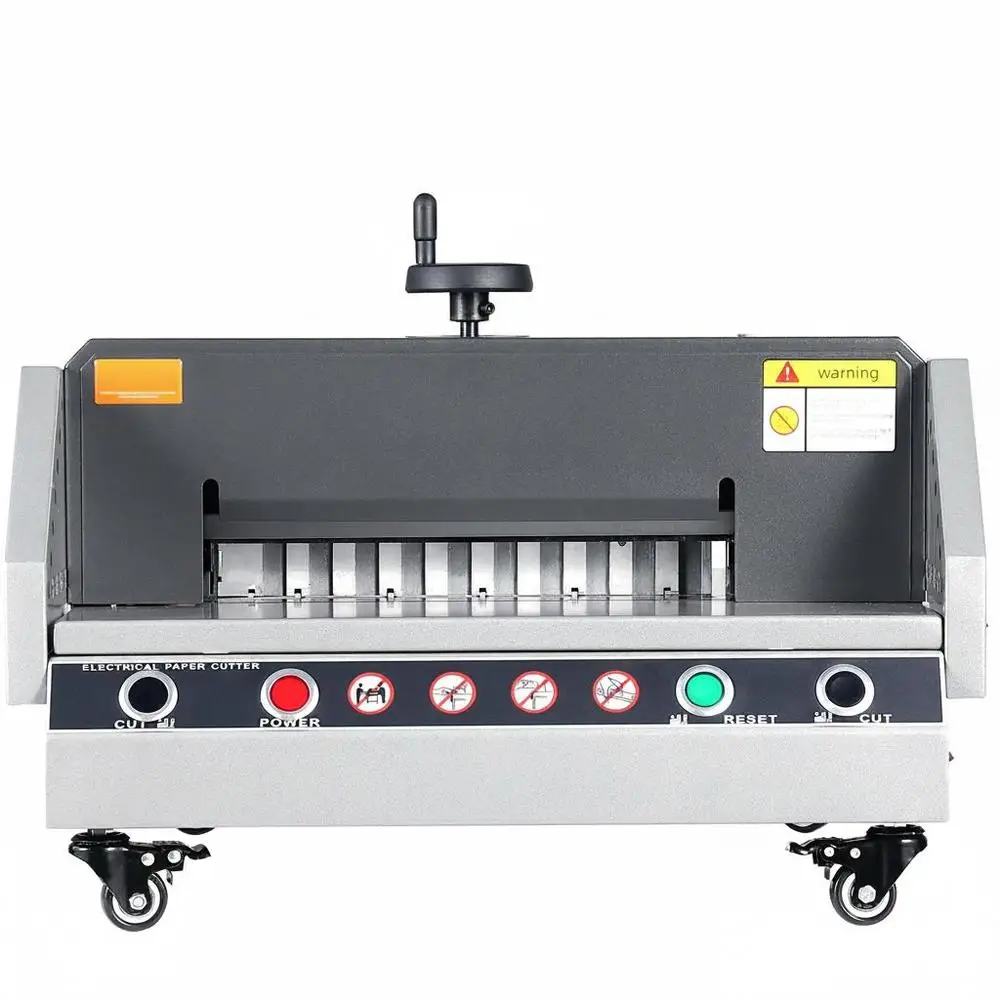 Image of Elektrischer Stapelpapierschneider mit 330,2 mm Schnittbreite für Büro, Schule, Druckerei, Tastensteuerung, Desktop-Papierschneidemaschine mit 4 cm Schnitthöhe und 13 Zoll Arbeitsbreite