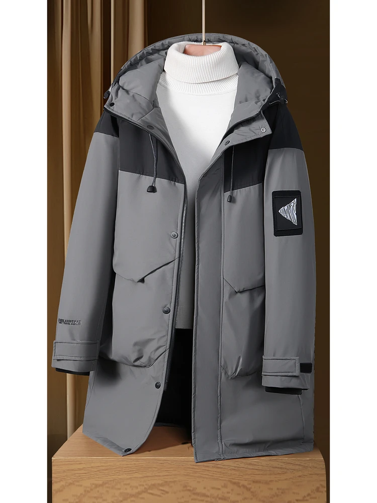 

Men's Winter Thiened Long down Jaet High Fill Power White Du Feather Coat Faionable Urban Sle Workwear Outerwear