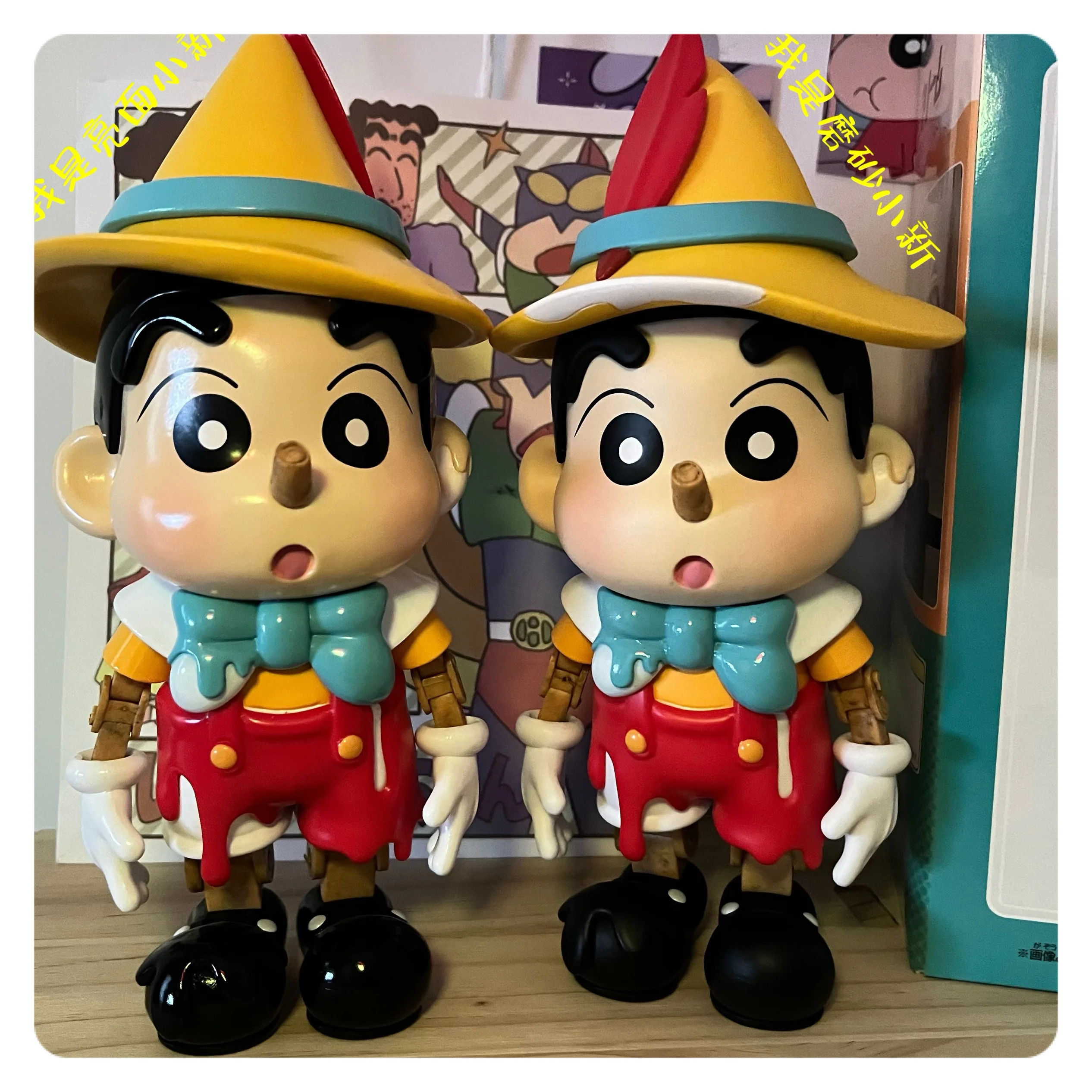 

Crayon Shin Chan Cos Hellokitty Cos Pinocchio Cartoon Figures Kawaii Desktop Decoration Model Doll Creative Toys Gifts