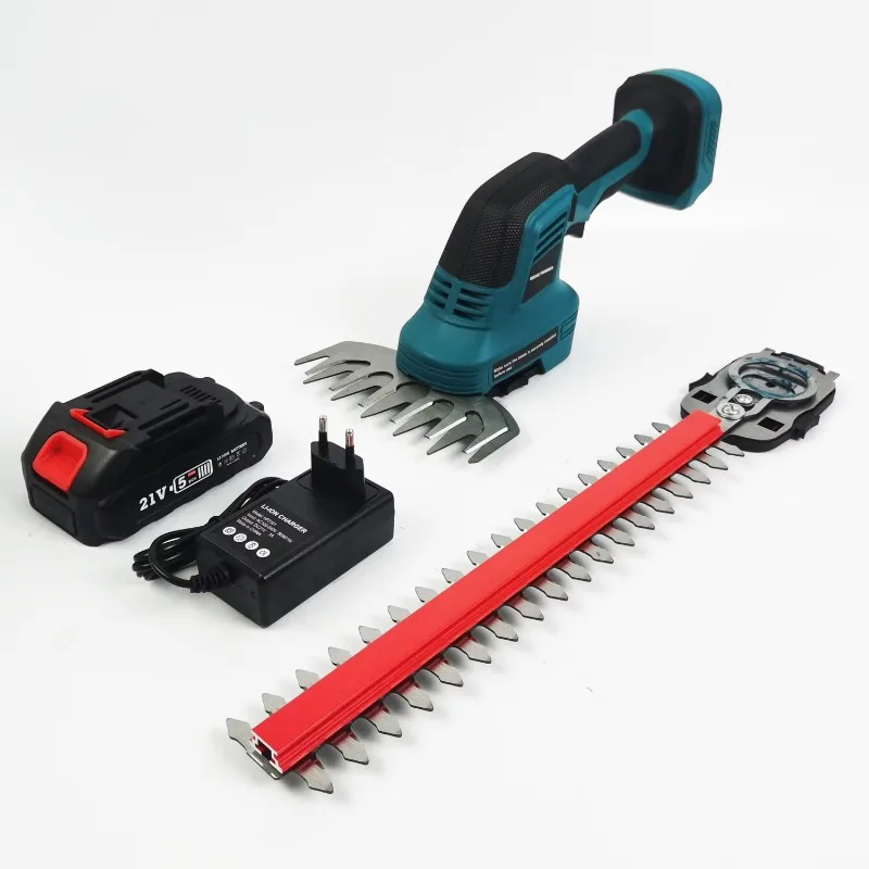 For 20V Industrial Cordless 2 in 1 Hedge Trimmer Grass Trimmer with Lithium Battery Dual Blades Hedges Shrubs Lawn Pruning
