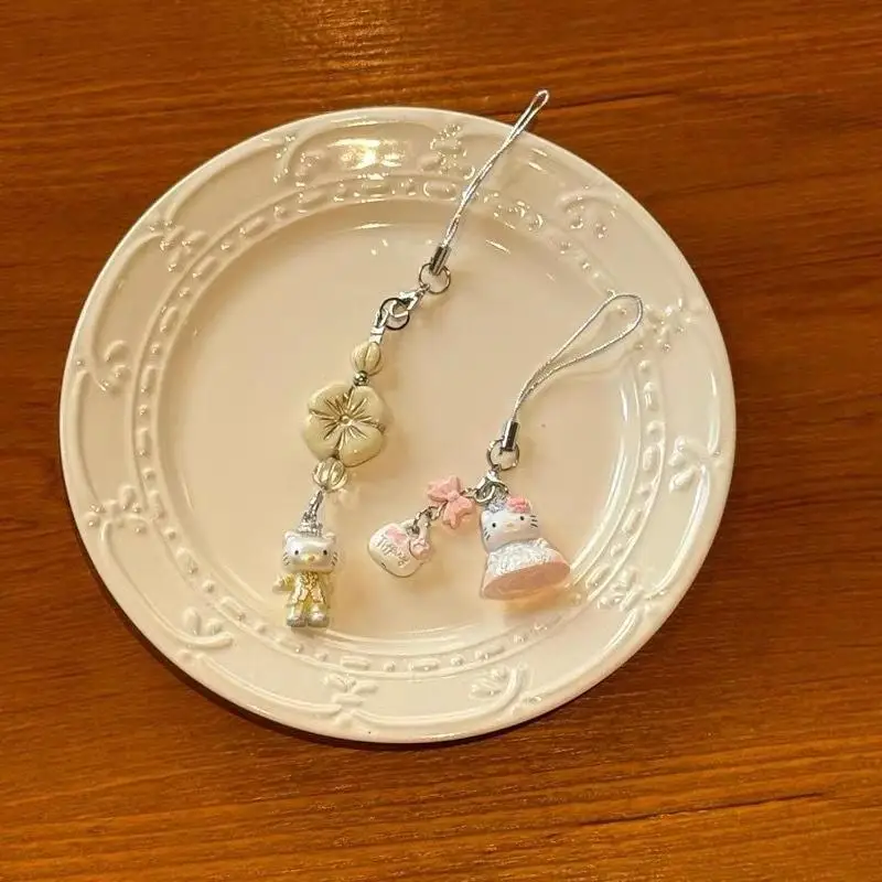 Kawaii Hellokitty Cordino per telefono Cartoon Anime KT Cat Catena per telefono Cuet Doll Ciondolo per fotocamera con ciondolo per telefono cellulare