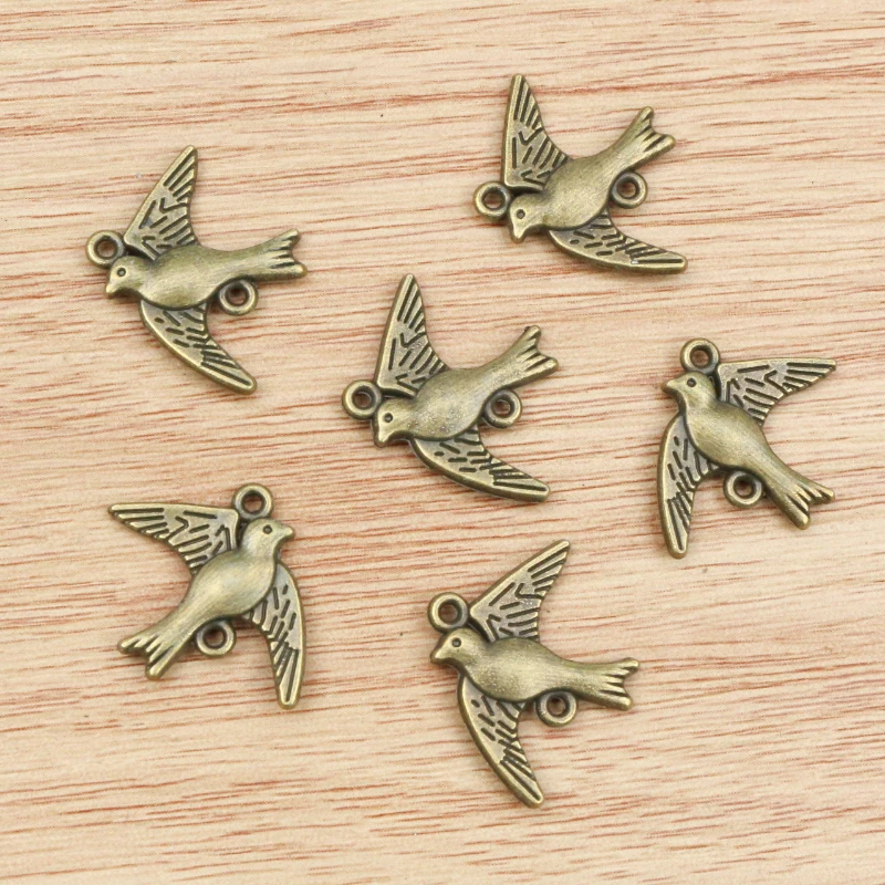 20pcs 22x18mm Antique Sliver and Bronze Plated Bird Style Connector Handmade Charms Pendant:DIY for bracelet necklace