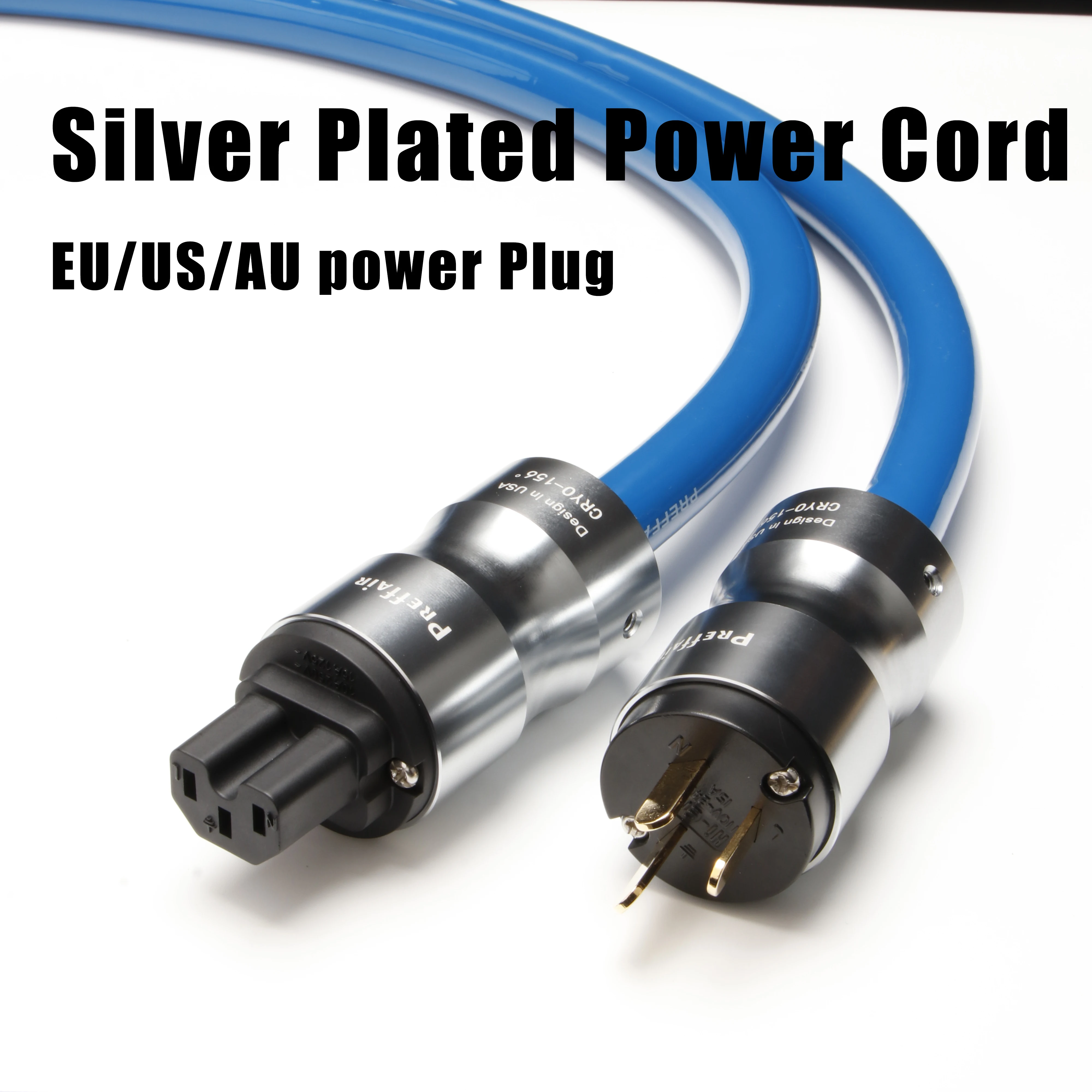 Audiophile Power Cable EMC Shield AC Power Cord Silver Plated US/EU Power Cord Cable HIFI EU Version Schuko Power Cable