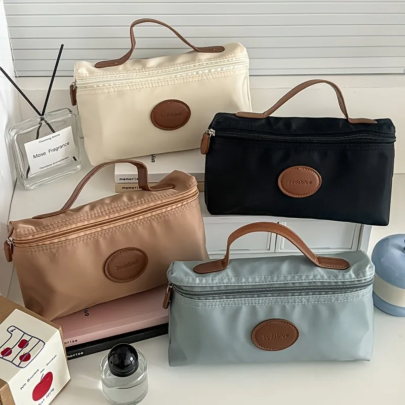 

Nylon Tote Bag Women Cosmetic Toiletry Organizer with Multiple Compartments, Perfect for Makeup Daily Use Accessory