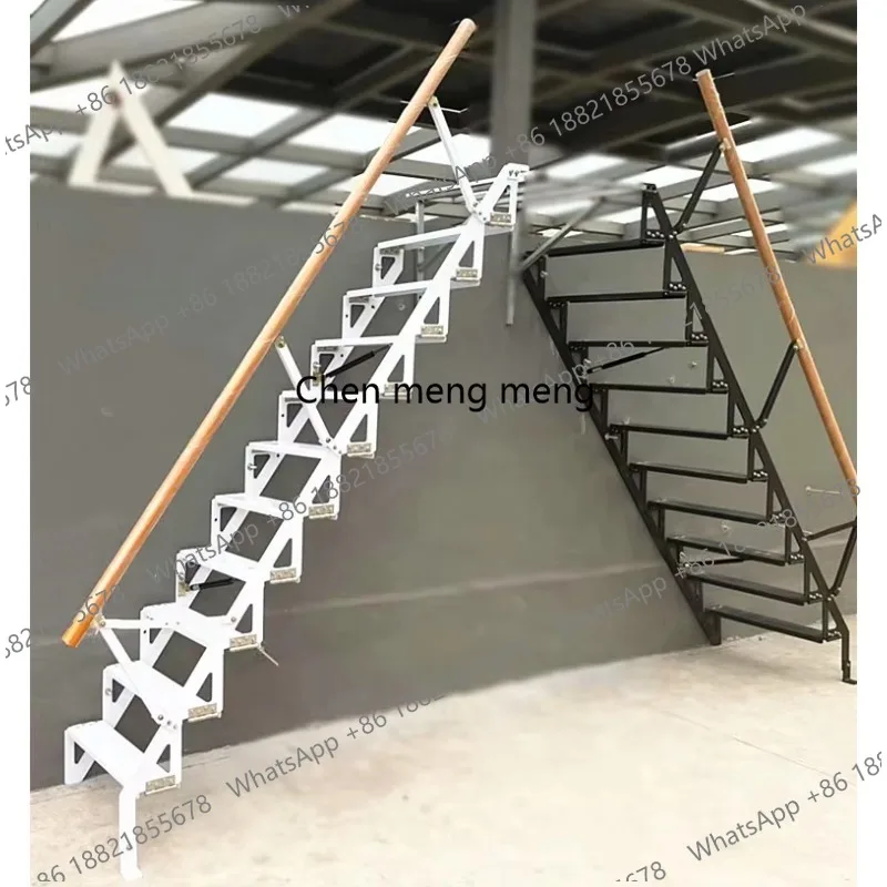 Modern Custom Folding Wall Storage Stairs Solid Wooden and Aluminum Ladder Invisible Attic Staircase with Unique Design