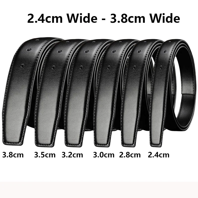 Belts No Buckle 2.4 2.8 3.0 3.2 3.5 3.8cm Width Genuine Belt Men Pin Buckle Leather Black Cowhide Belt Body Without Buckle Strap