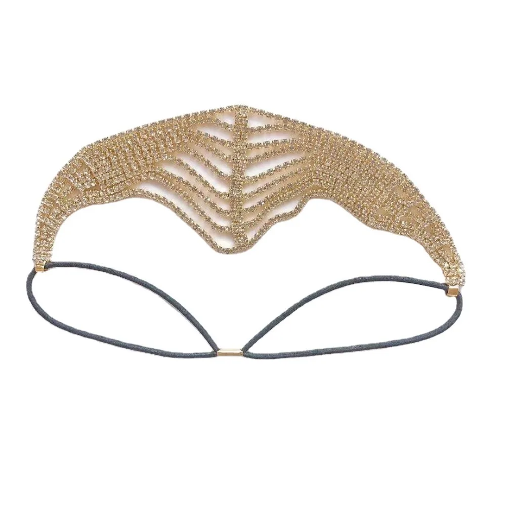Multi-Layer Design Crystal Headband Elastic Band Bling Rhinestone Rhinestone Hair Chain Fashion Charming Head Jewelry