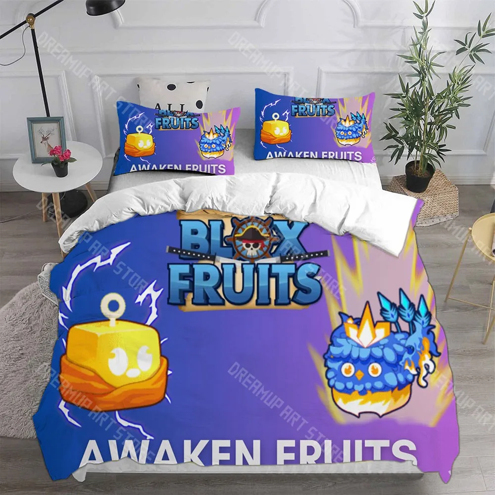 3D Printed Blox Fruits Game Bedding Set for Boys Girls Duvet Cover Pillowcase Included Twin Queen King Full Single Double Sizes