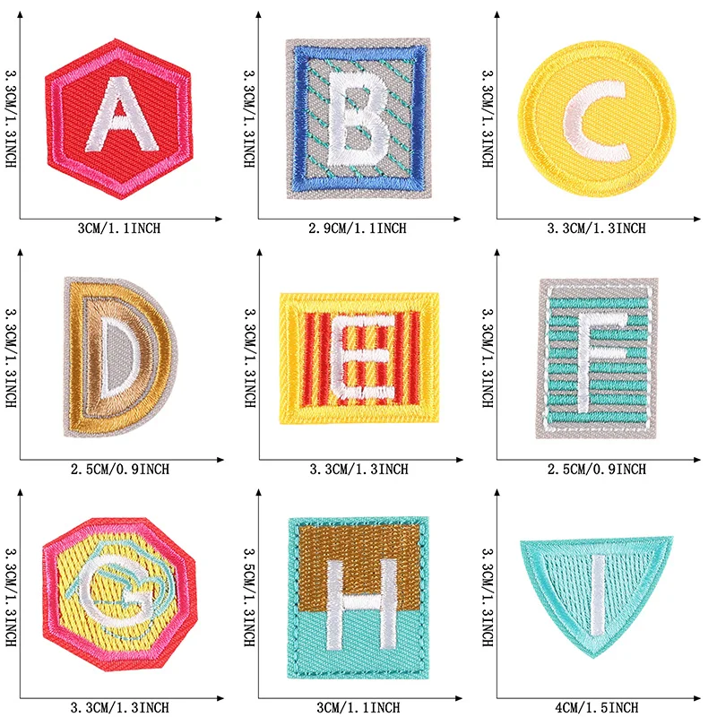 26/pcs/lot Stoffe Buchstaben Streifen Eisen auf Patch für Kleidung Kinder Baby Mini kleine nähen gestickte Alphabet Bulk Parches niedlichen Set – Detail 11