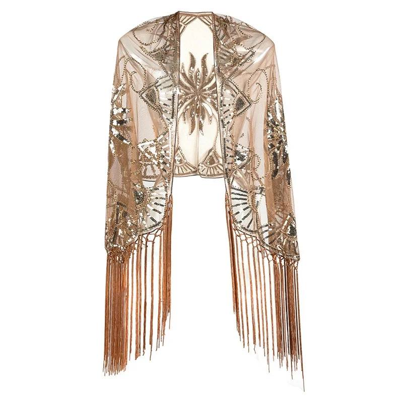 

Handmade Tassel awl Bright Sequin Evening Dr Par Banquet Outerwear Cross-Border Pamina Summer Winter