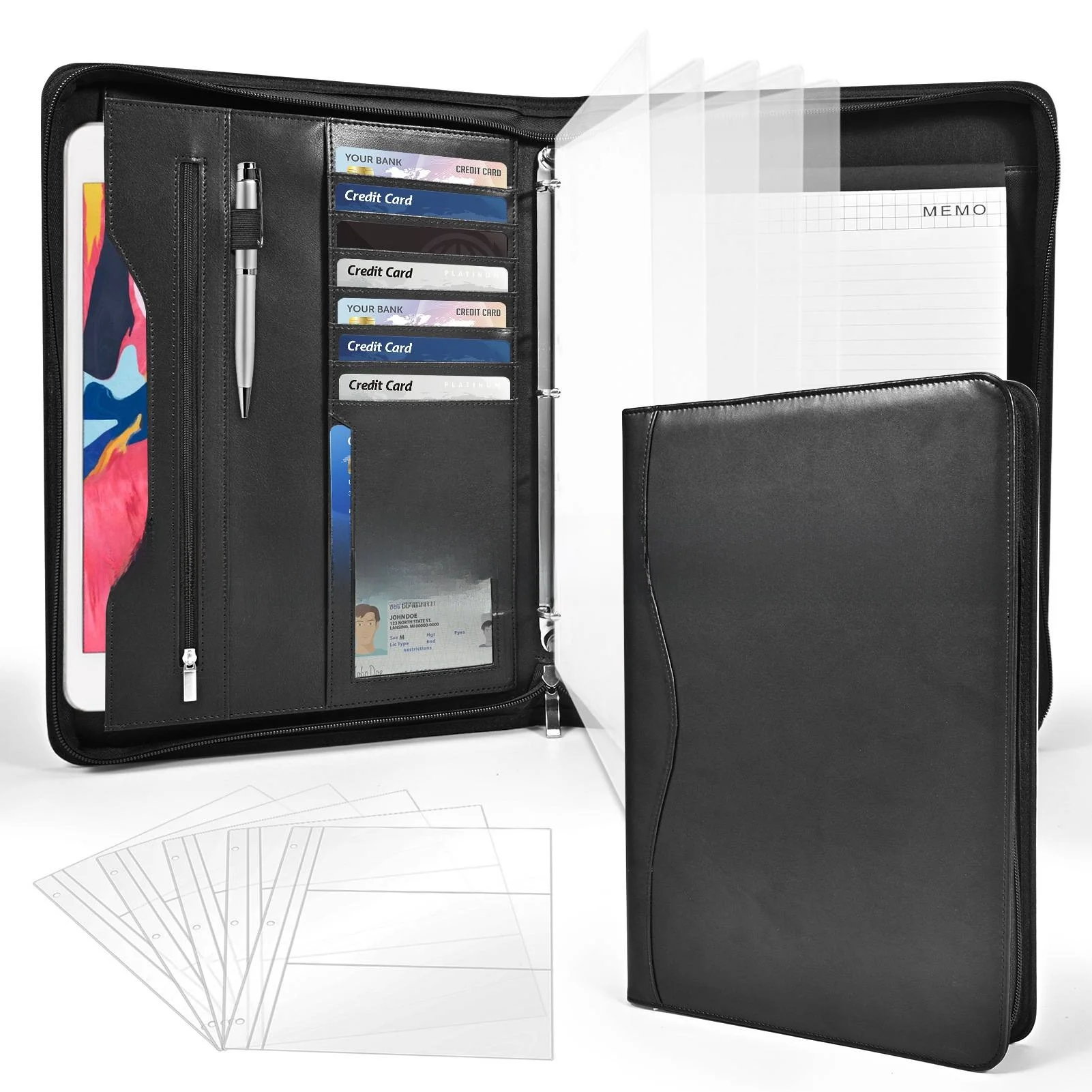 

Busin Manager Папка на молнии из искусственной кожи формата А4 Многофункциональный чехол для документов для трансграничных работ Ele Profional Organizer