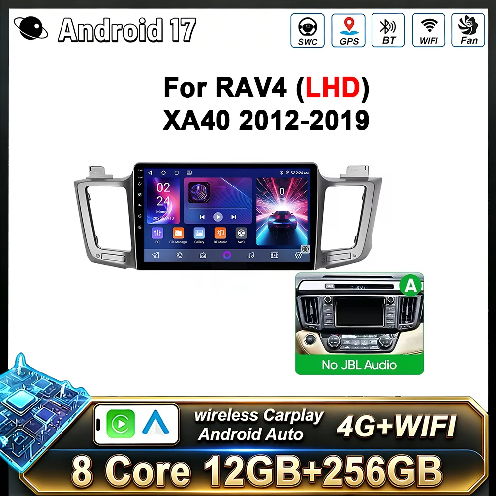 Estéreo para Auto QLED Android 17 con Marco para Toyota RAV4 2013-2018, GPS, Carplay, Radio para Auto, Android Auto, Unidad Principal DSP de 10 Pulgadas y 8 Núcleos