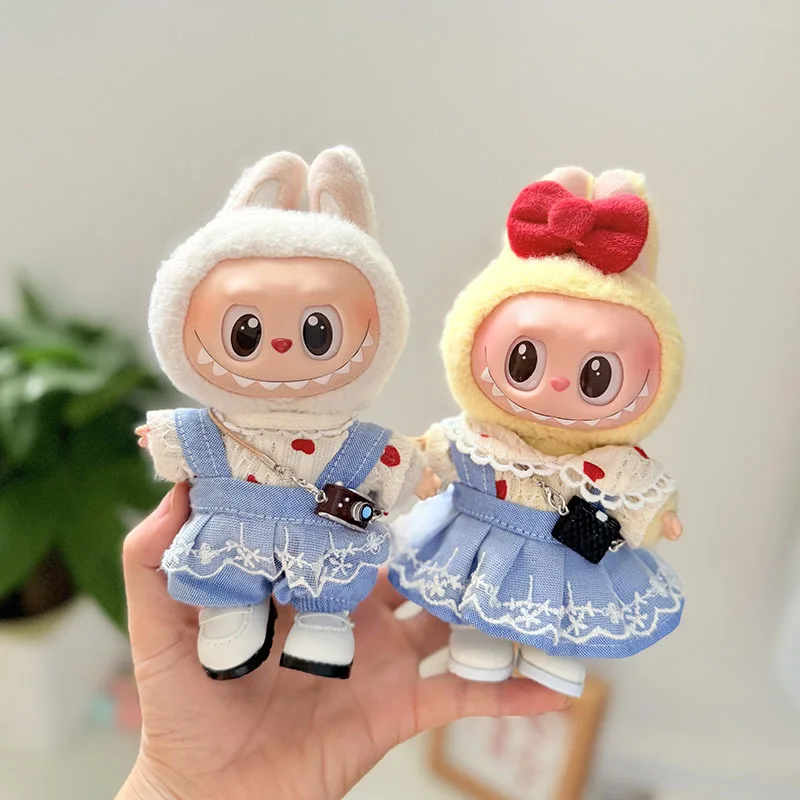 

17cm Labubu 1-3 Gen Doll Outfits | Sweetheart Lace Suspender Skirt Couple Outfit | Clothes for Labubu Plush Pendants Accessories