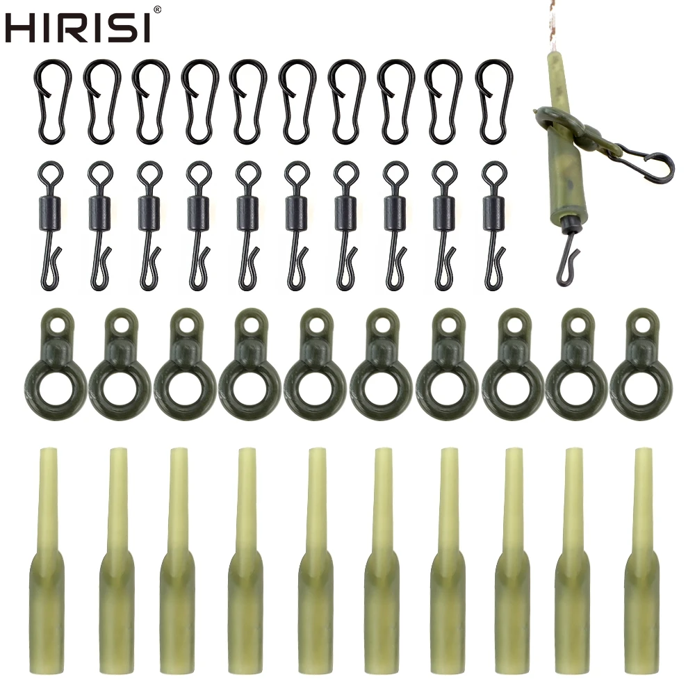 Hirisi 40 x Karpfenangel-Rigs Gummi-Anti-Tangle-Hülsen Schnellwechsel-Schnappverbinder Angelzubehör M9