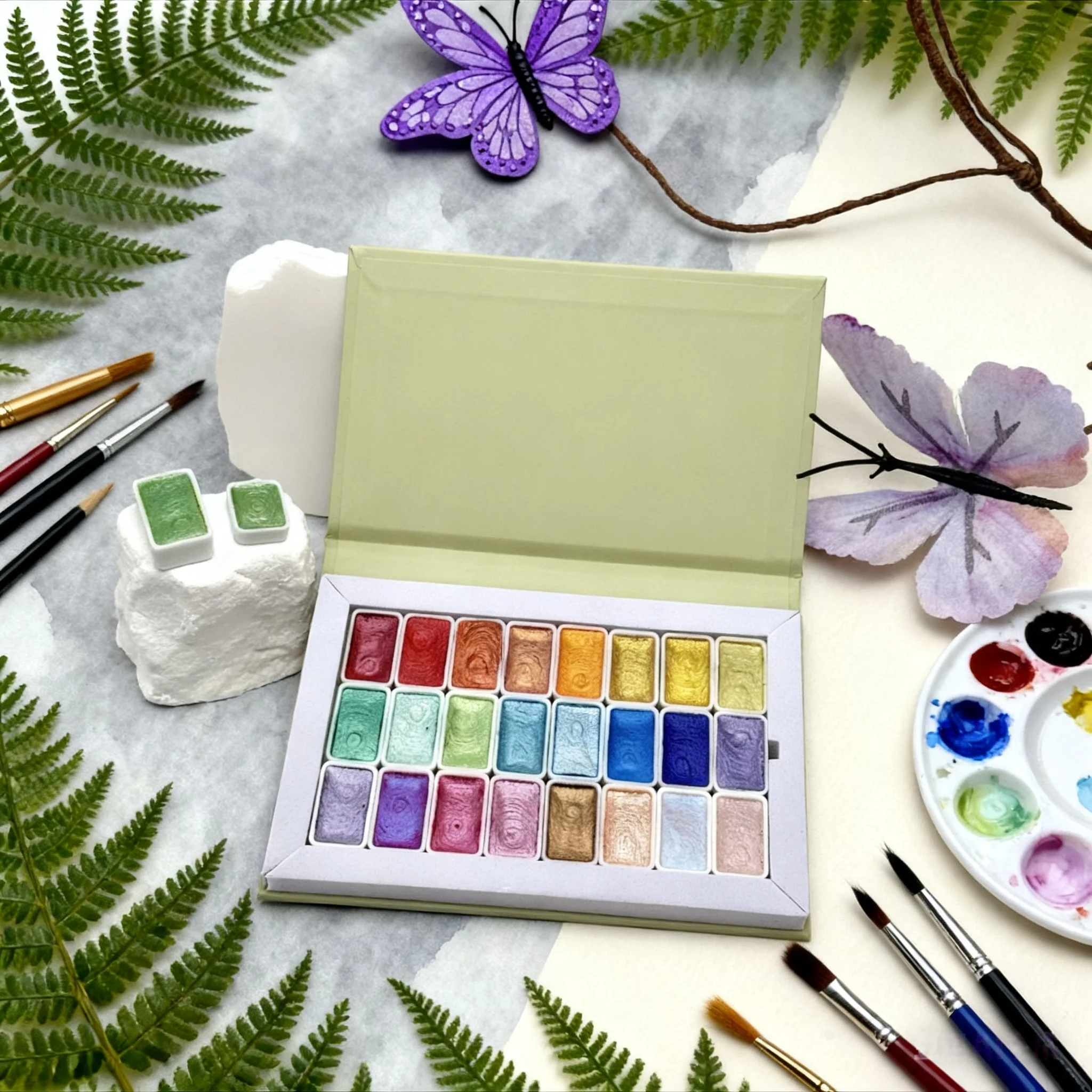 24 Kolory Stałe Farby Akwarelowe Brokatowe Farby Akwarelowe 2,6 ml Duża Pojemność Odpowiednie do Profesjonalnego Malowania Akwarelami