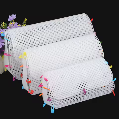 Plastic Weaving Plastic Mesh Cloth For Bag Making DIY Handcraft Bags Weaving Material Latch Hook Bags Made Plastic Grid Hook