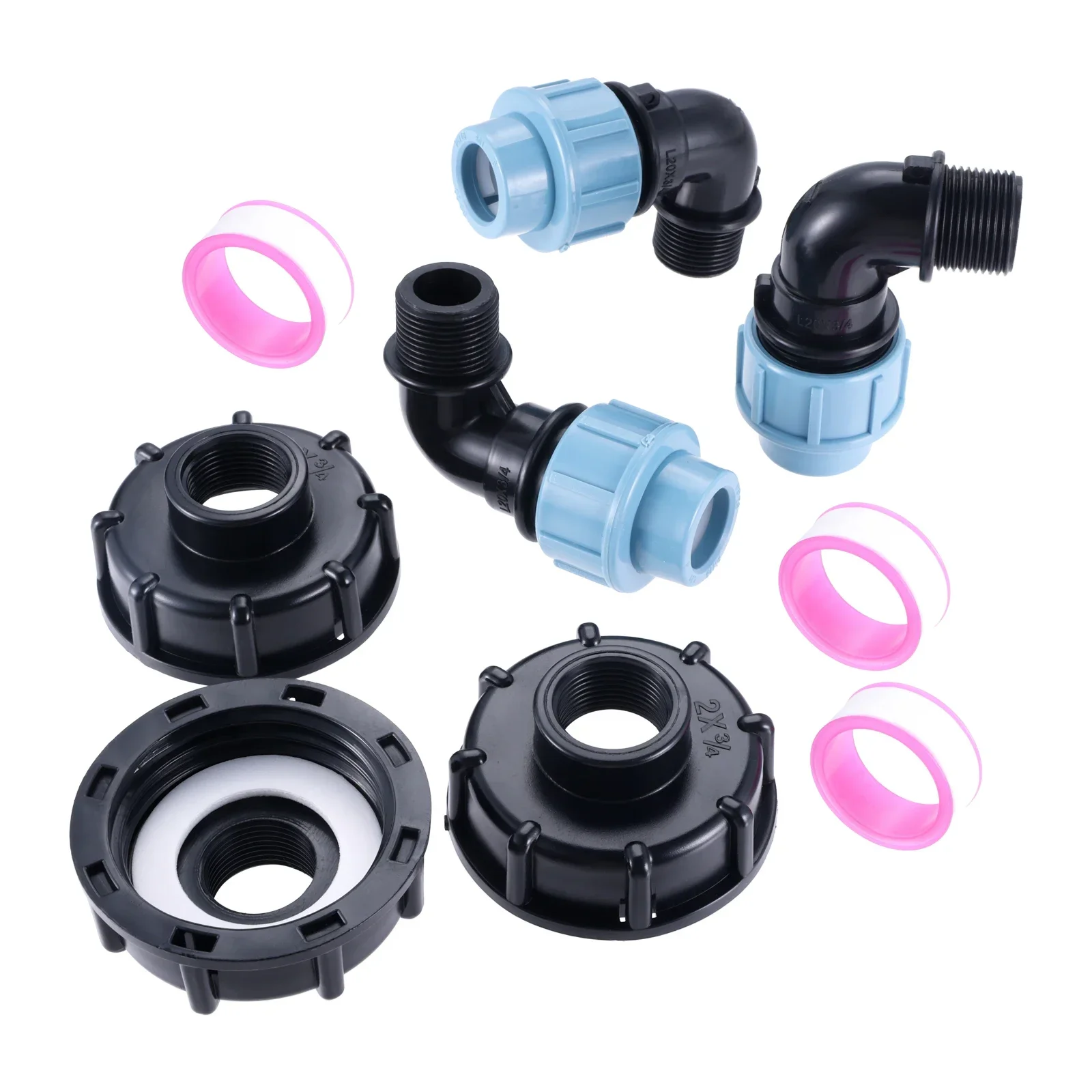 3Pcs Plastic 20/25/32mm Garden Pipe Elbow Outlet Connector Water Splitter IBC Pipe Elbow Outlet Connector Ton Bucket Accessory