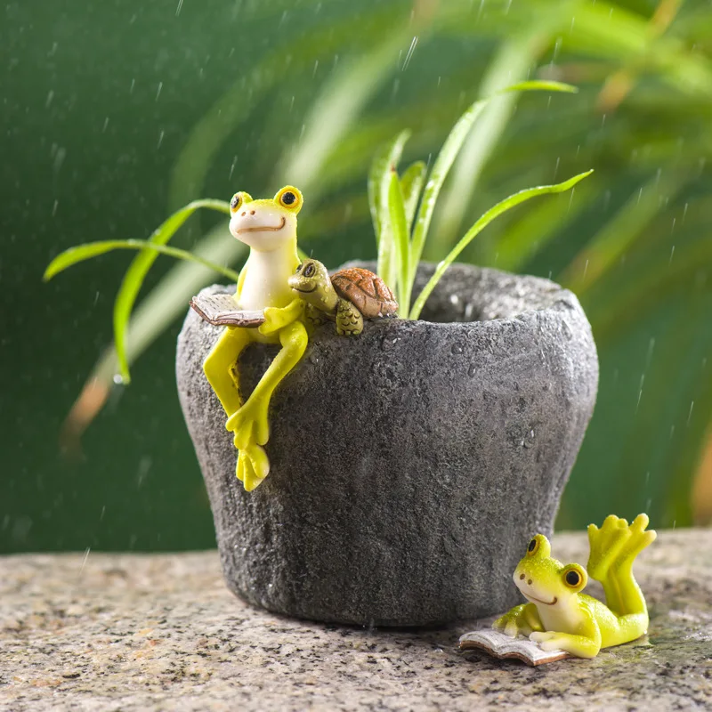 

Cute animal frog ornament creative micro landscape flower pot succulent potted plant home decoration