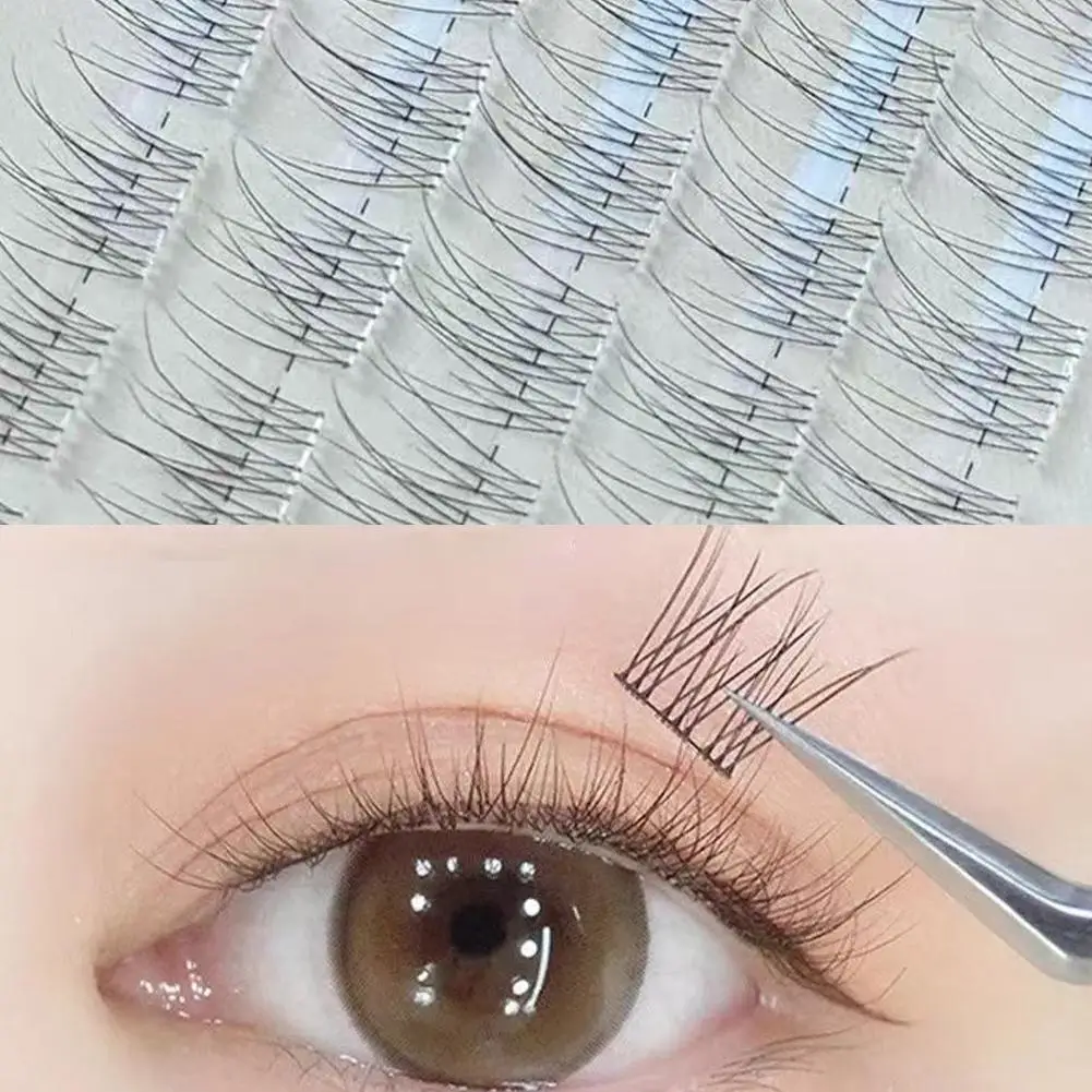 120 Clusters of Large Capacity Glue-free False Eyelashes Single Cluster C-curled Natural Self-adhesive False Eyelashes Makeup