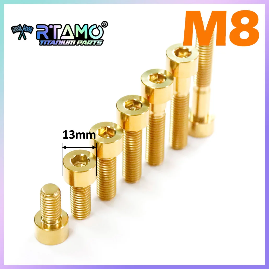 RTAMO Titanium Bolts M8x15/20/25/30/35/40/45 1.25Pitch Screw for Motorcycle Bike Car Accessories