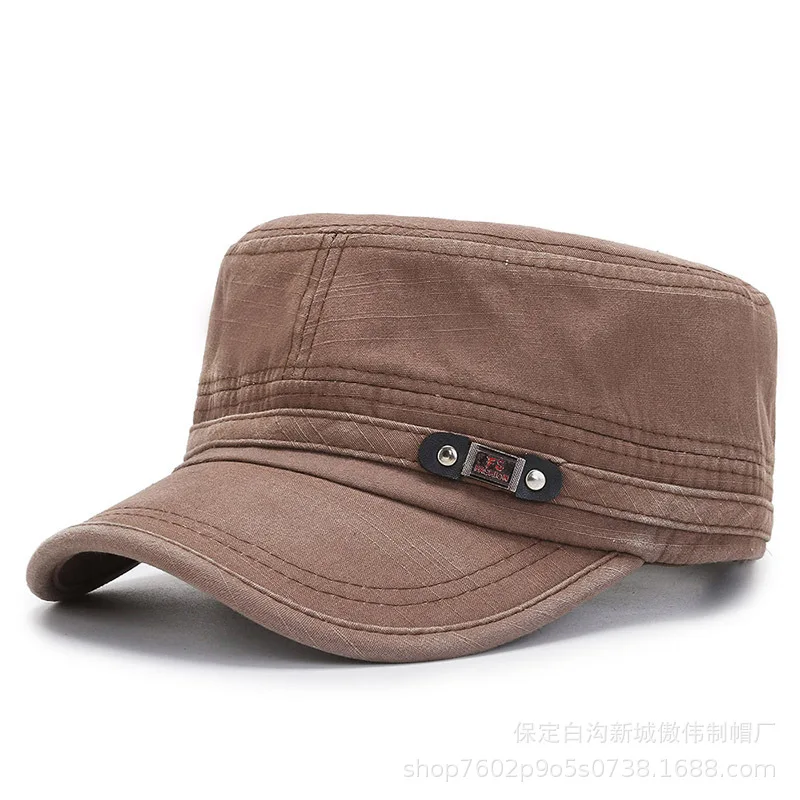 

Flat Top Hat for Man Women Cadet Cotton Cap Basic Everyday Adjustable Style Hat Baseball Caps