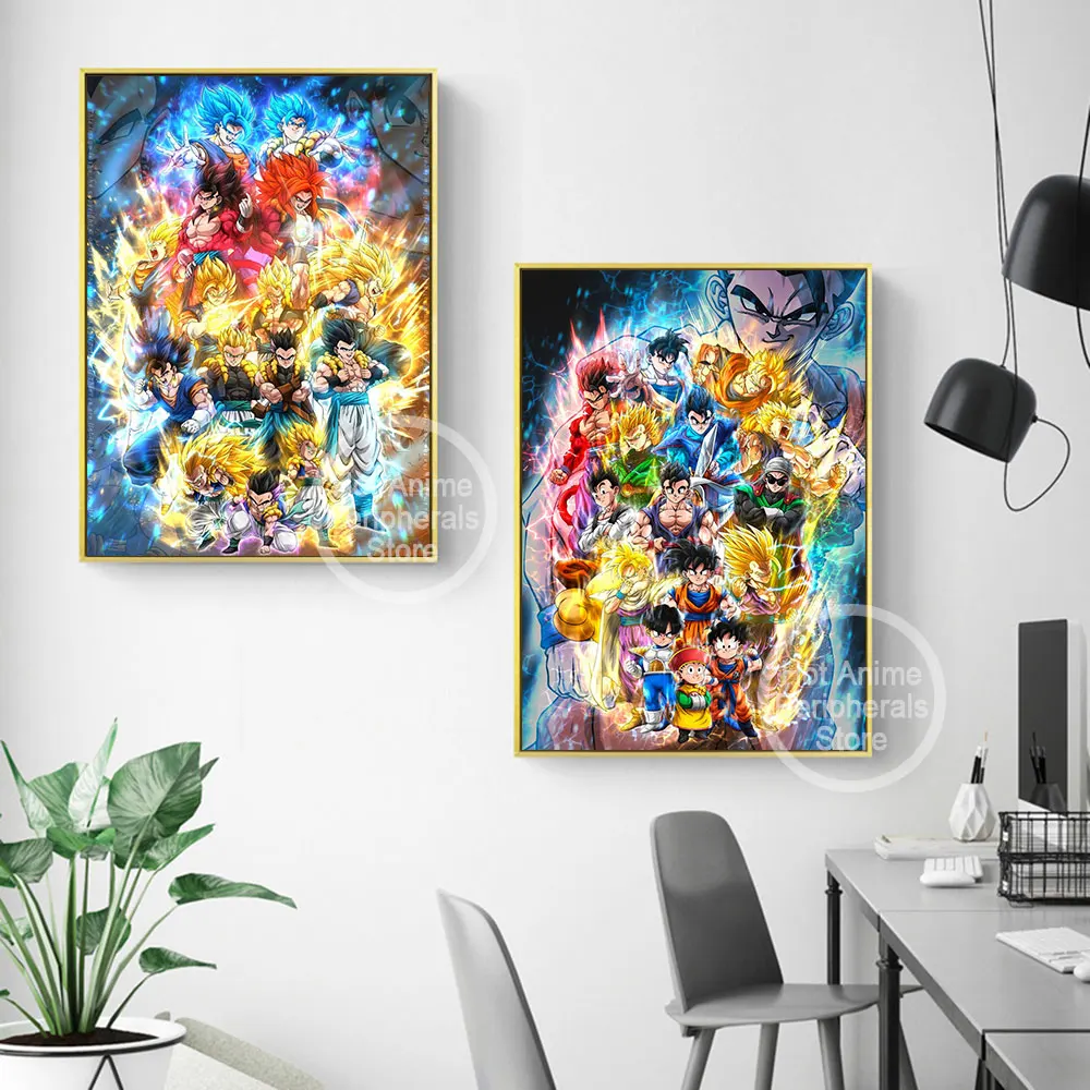 Dragon Ball Poster Anime Peripheral Frieza Vegetto Goku Canvas Painting Wall Art Mural Prints for Kids Room Birthday Decor Gifts